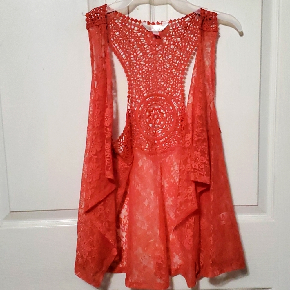 Coral Blossom Lace Vest